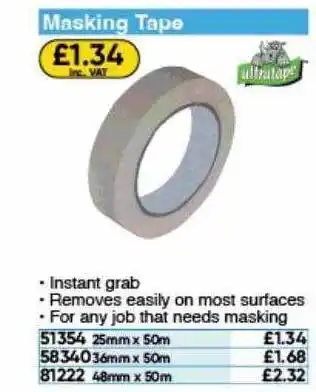 Toolstation Masking tape utratape offer