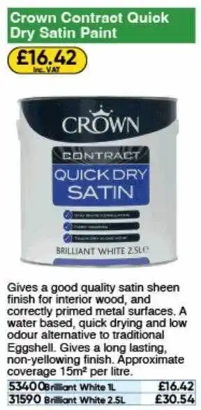 Toolstation Crown contract quick dry satin paint offer