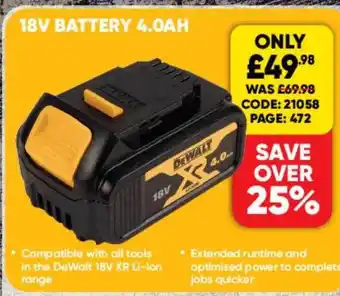 Toolstation 18v battery 4.0ah offer