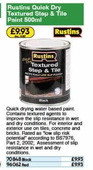 Toolstation Rustins quick dry textured step & tile paint 500ml offer