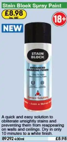 Toolstation Stain blook spray paint offer