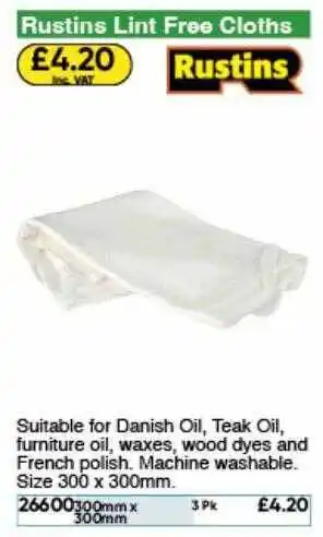 Rustins lint free cloths