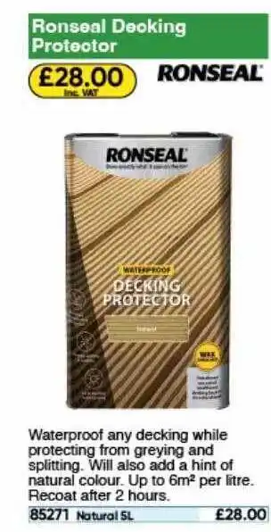 Toolstation Ronseal decking protector offer