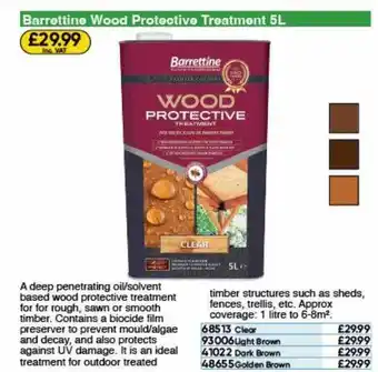 Toolstation Barrettine wood protective treatment 5l offer