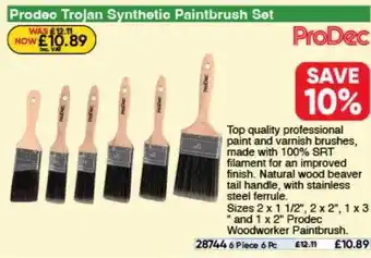 Toolstation Prodec trojan synthetic paintbrush set offer