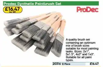 Toolstation Prodec synthetic paintbrush set offer