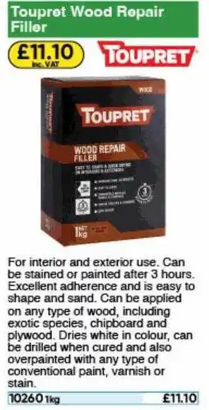 Toolstation Toupret wood repair filler offer