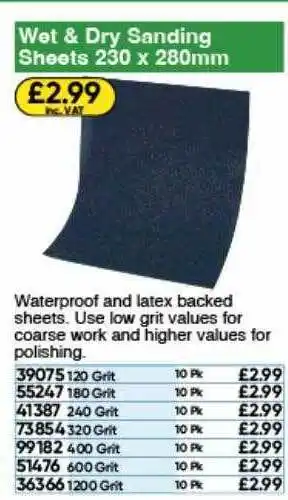 Toolstation Wet & dry sanding sheets 230x280mm offer