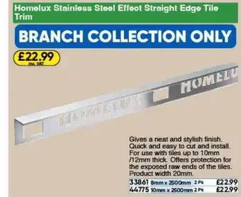 Toolstation Homelux stainless steel effect straight edge tile trim offer