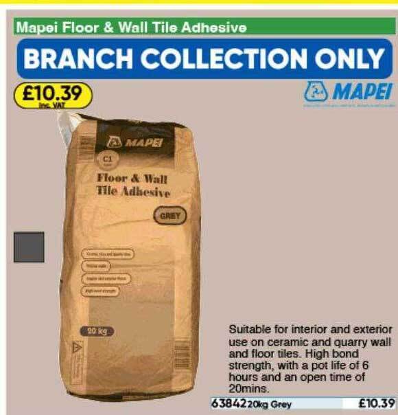 Mapei floor & wall tile adhesive offer at Toolstation