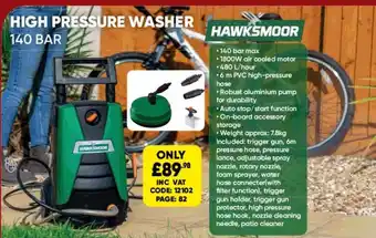 Toolstation High pressure washer 140 bar hawksmoor offer