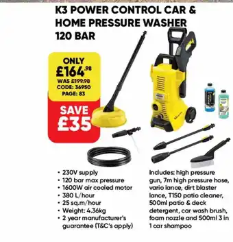K3 power control car & home pressure washer 120 bar