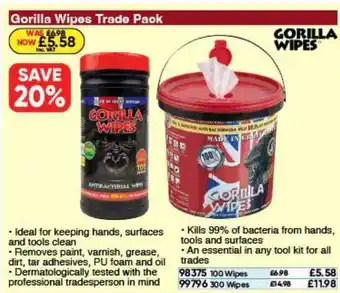 Toolstation Gorilla wipes trade paok offer