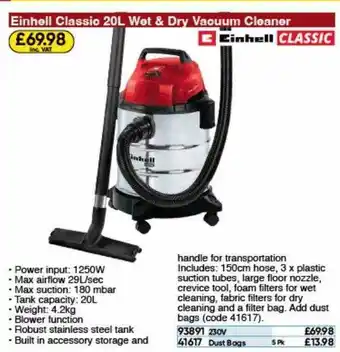 Toolstation Einhell classic 20l wet & dry vacuum cleaner offer