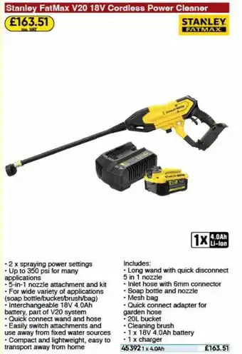 Toolstation Stanley fatmax v20 18v cordless power cleaner offer