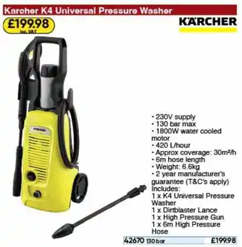 Toolstation Karcher k4 universal pressure washer offer