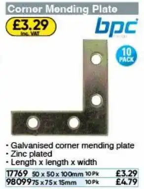 Toolstation Corner mending plate bpc offer
