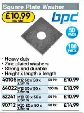 Toolstation Square plate washer bpc offer