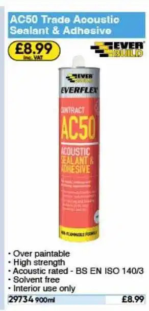 Toolstation Ac50 trade acoustic sealant & adhesive offer