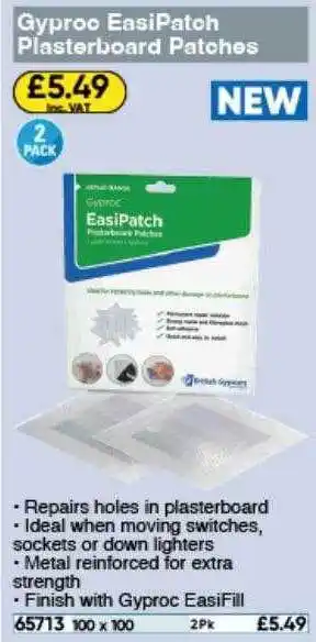 Toolstation Gyproc easipatch plasterboard patches offer