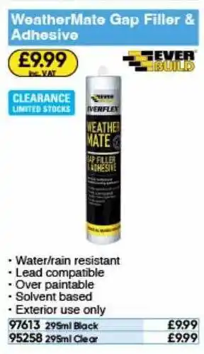 Toolstation Weathermate gap filler & adhesive everbuild offer