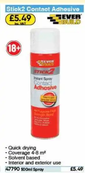 Toolstation Stick2 contact adhesive offer
