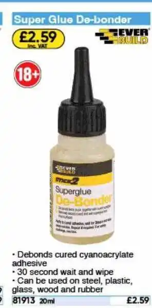 Toolstation Super glue de-bonder offer