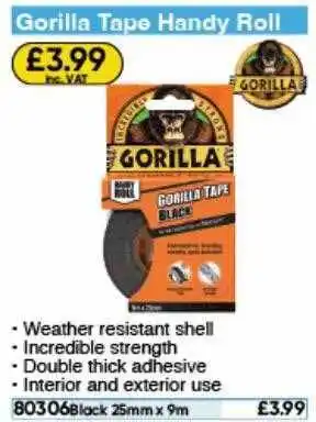 Toolstation Gorilla tape handy roll offer