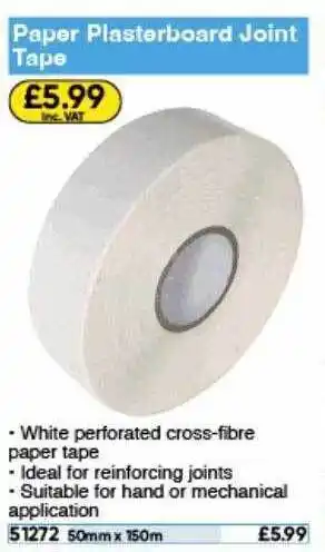Toolstation Paper plasterboard joint tape offer