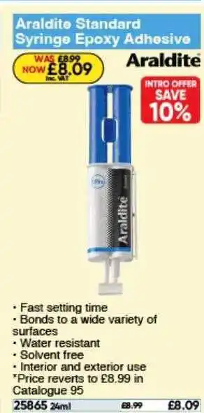 Toolstation Araldite standard syringe epoxy adhesive offer