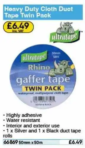 Toolstation Heavy duty cloth duct tape twin pack offer