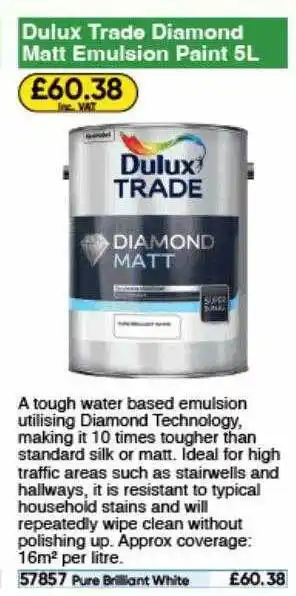 Toolstation Dulux trade diamond matt emulsion paint offer
