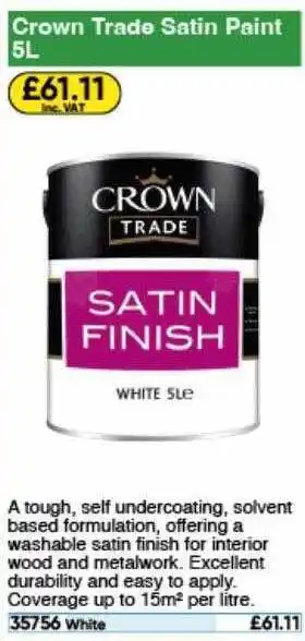 Toolstation Crown trade satin paint offer