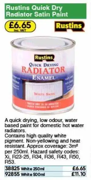 Toolstation Rustins quick dry radiator satin paint offer