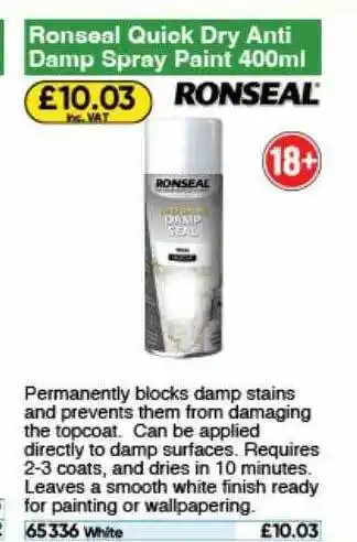 Toolstation Ronseal quick dry anti damp spray paint offer