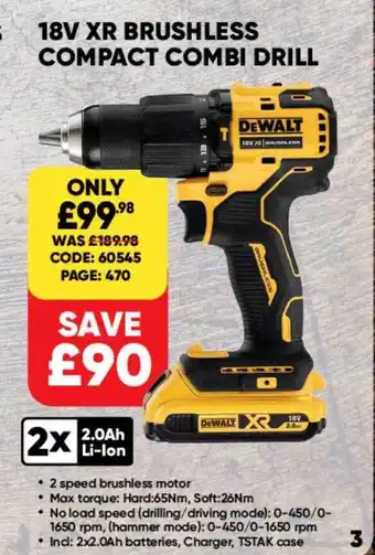 Toolstation Dewalt 18v xr brushless compact combi drill offer