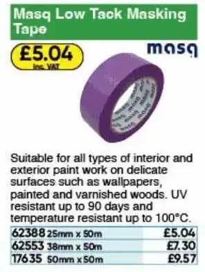Toolstation Masq low tack masking tape offer