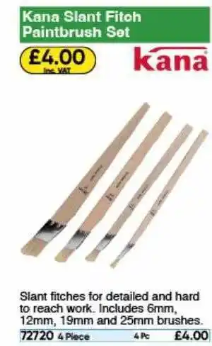 Toolstation Kana slant fitch paintbrush set offer