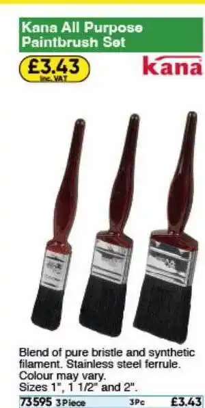 Toolstation Kana all purpose paintbrush set offer