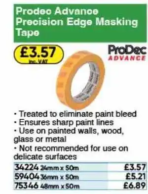 Toolstation Prodec advance precision edge masking tape offer