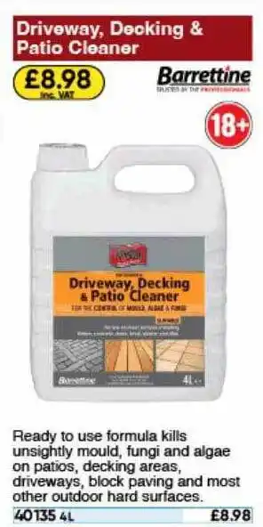 Toolstation Driveway decking & patio cleaner barrettine offer