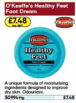 Toolstation O'keeffe's healthy feet foot cream offer