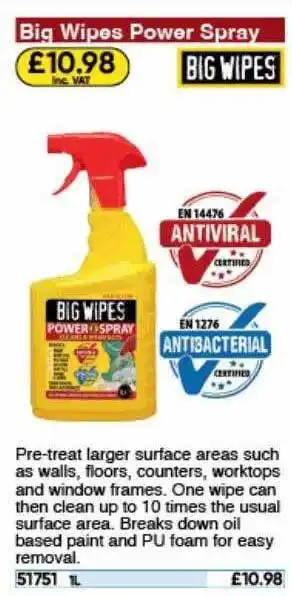 Toolstation Big wipes power spray offer