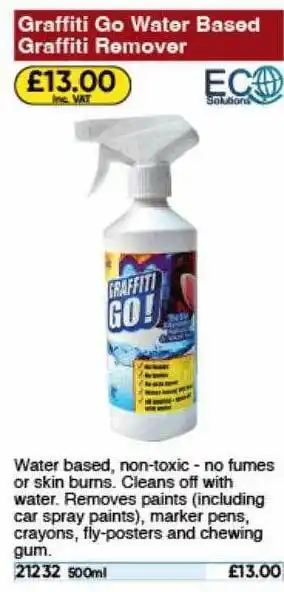 Toolstation Graffiti go water based graffiti remover eco offer