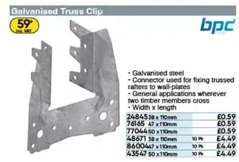 Toolstation Galvanised truss clip bpc offer
