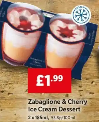 Lidl Italiamo Zabaglione & Cherry Ice Cream Dessert 2 x 185ml offer