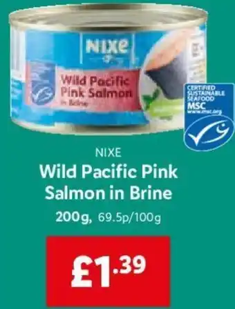 Lidl Nixe Wild Pacific Pink Salmon in Brine 200g offer