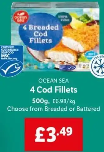 Lidl Ocean Sea 4 COD Fillets 500g offer