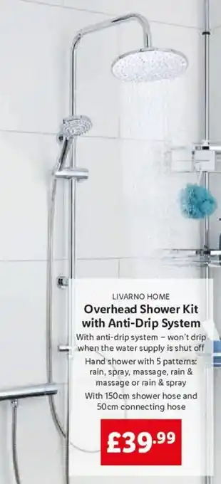 Lidl Livarno Home Overhead Shower Kit with Anti-Drip System offer