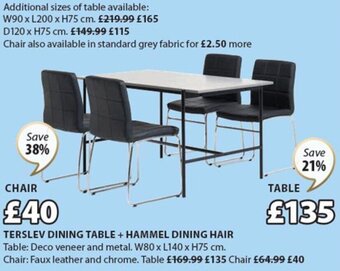 JYSK Terslev Dining Table + Hammel Dining Hair offer